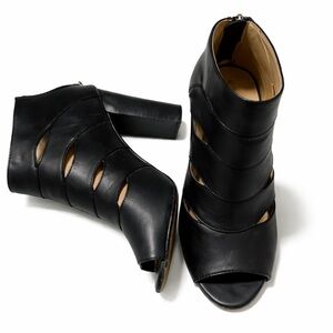 Adrienne Black Peep Toe Booties